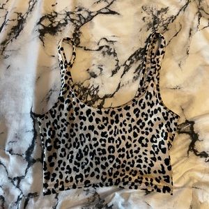 Leopard print cropped tank, felt material